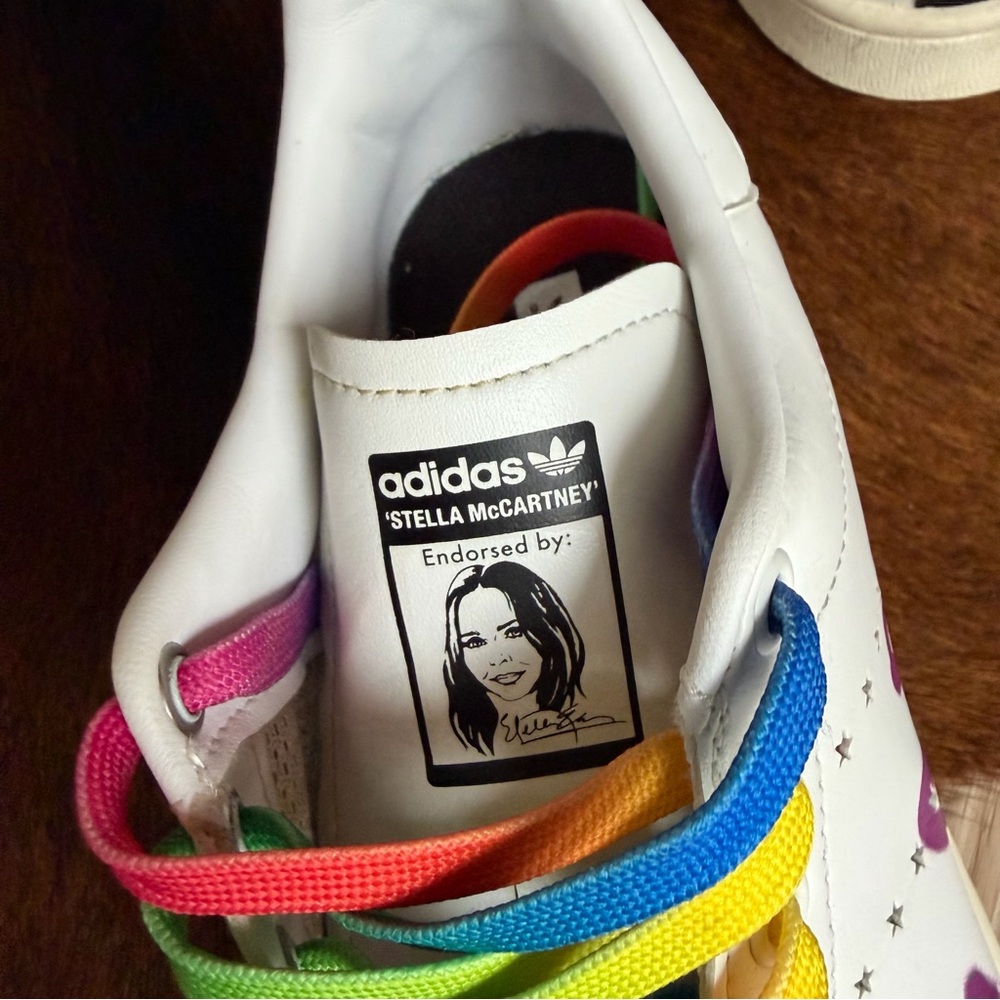 LIKE NEW Adidas x Stella McCartney Stan Smith Sneakers | Rainbow Laces | Women’s - Picture 7 of 8